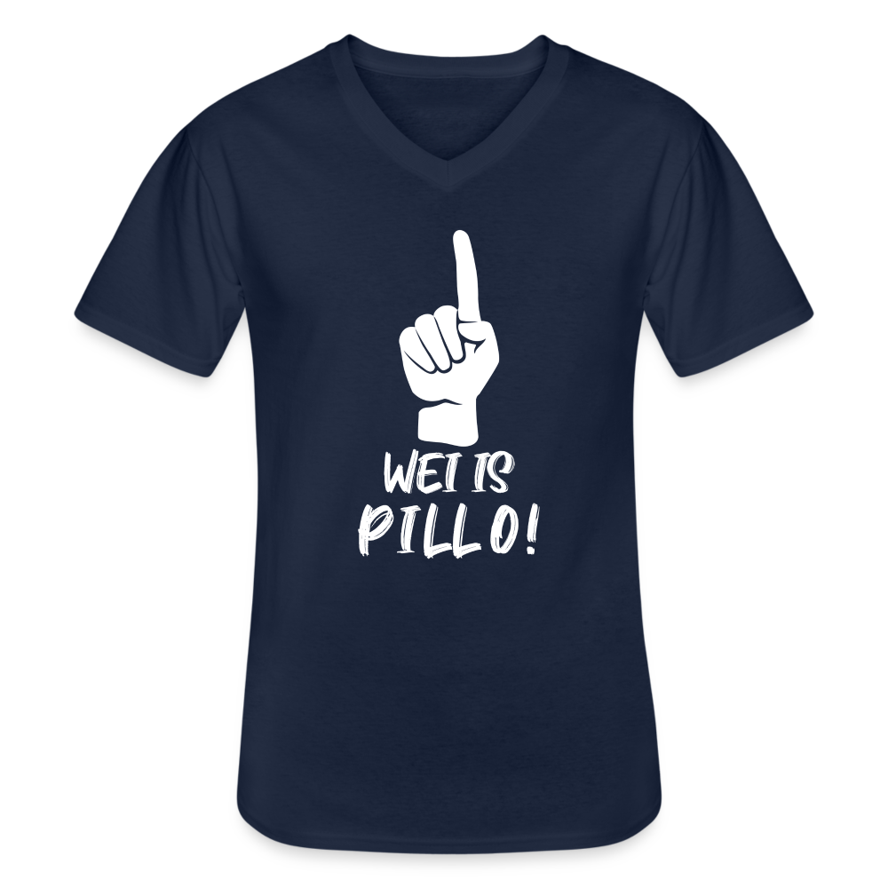 Wei is Pillo-T-Shirt mit V-Ausschnitt - Navy