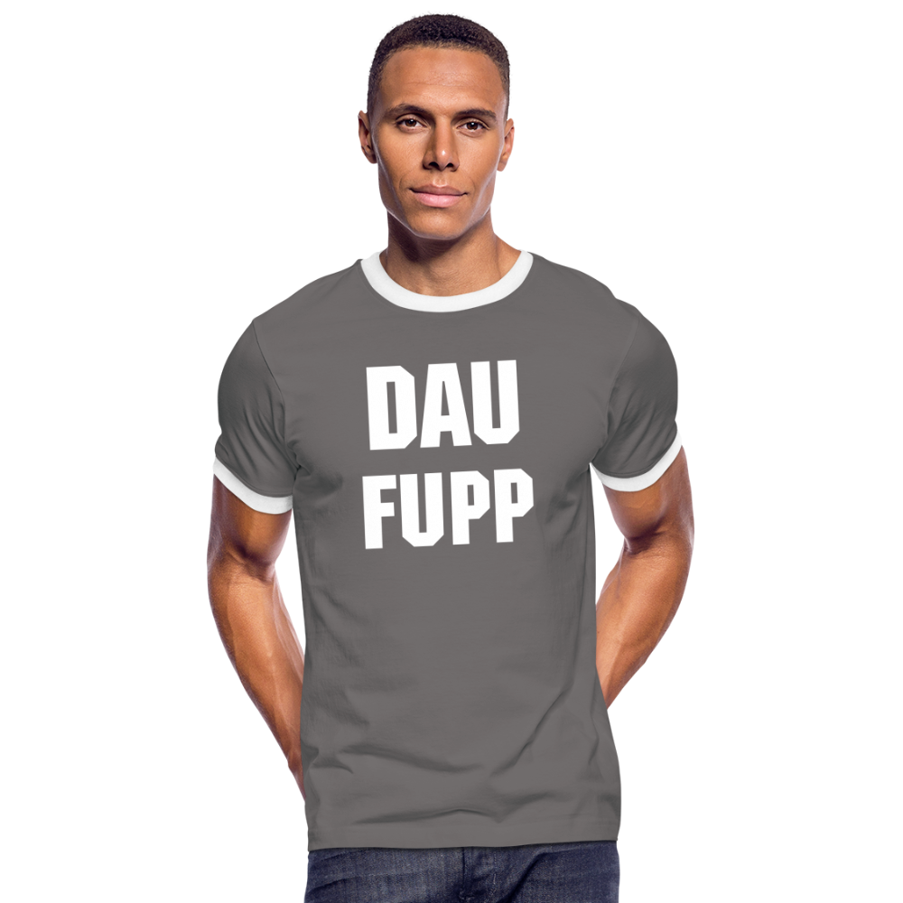 Dau Fupp Kontrast-T-Shirt - Dunkelgrau/Weiß