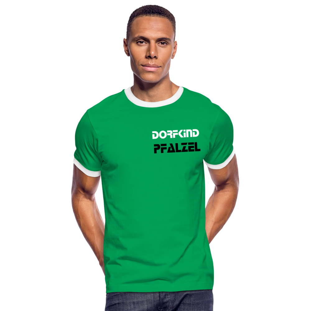 Dorfkind Pfalzel Kontrast-T-Shirt - Kelly Green/Weiß