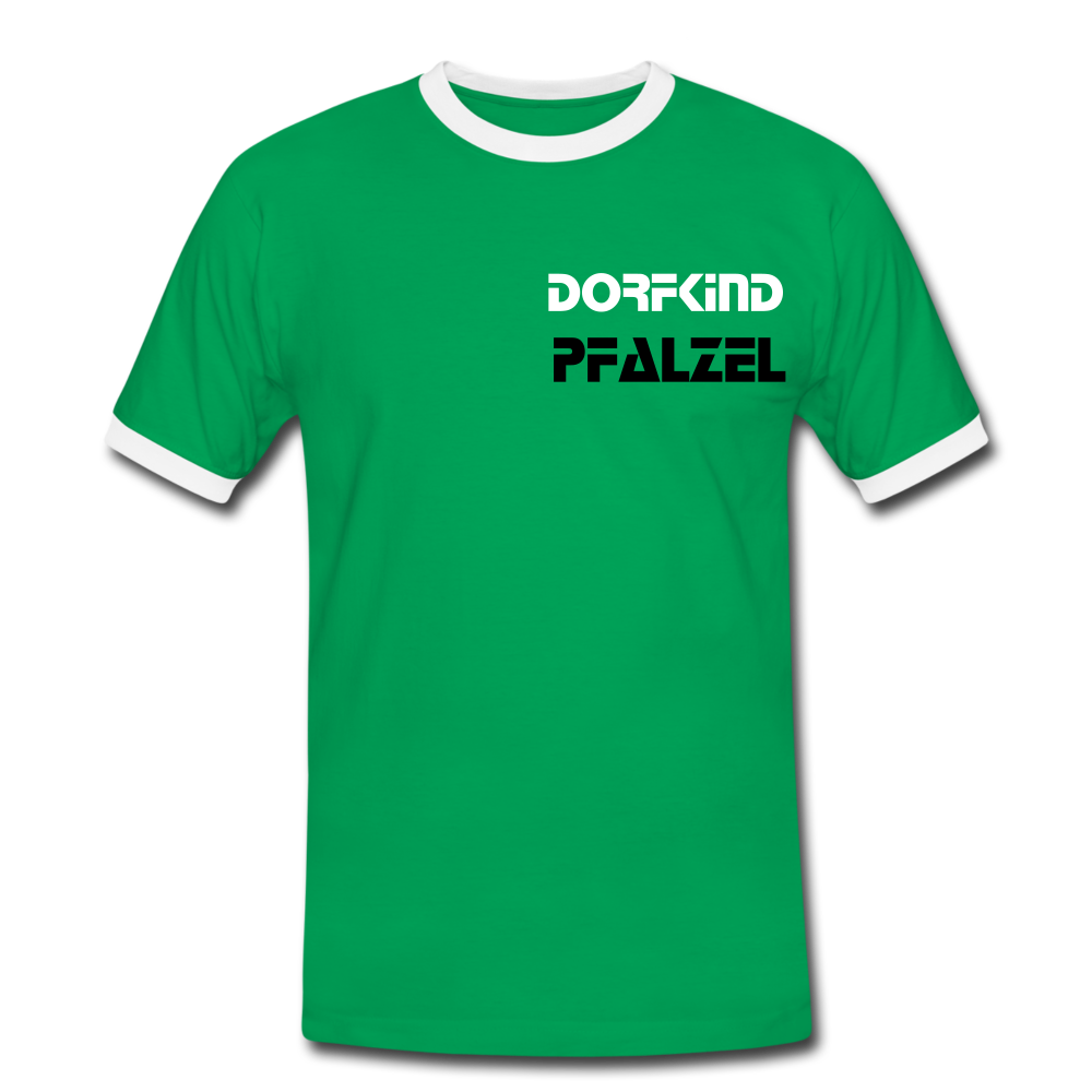 Dorfkind Pfalzel Kontrast-T-Shirt - Kelly Green/Weiß