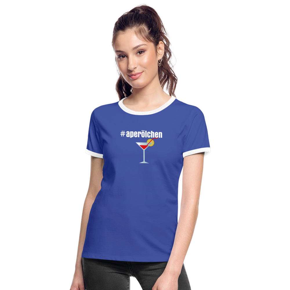 aperölchen Frauen Kontrast-T-Shirt - Blau/Weiß
