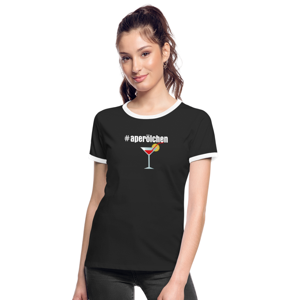 aperölchen Frauen Kontrast-T-Shirt - Schwarz/Weiß