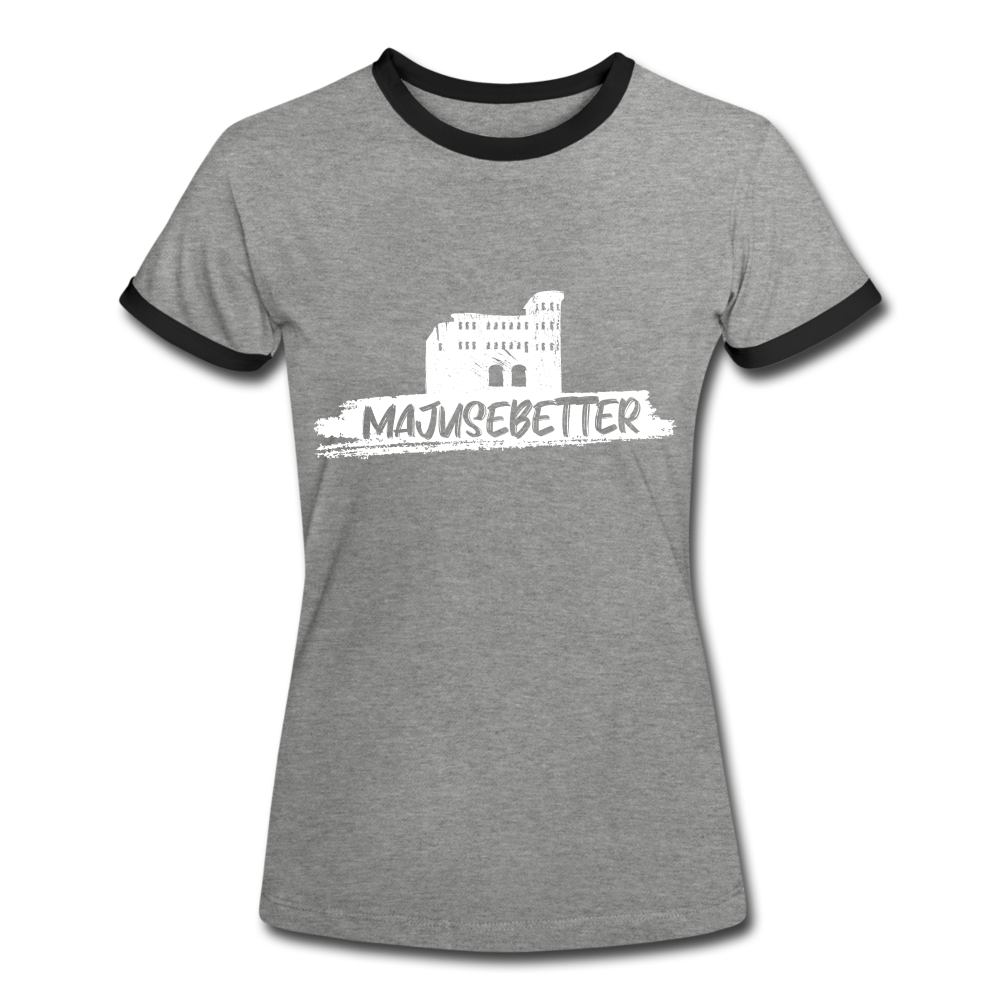 Majusebetter Frauen Kontrast-T-Shirt - Grau meliert/Schwarz