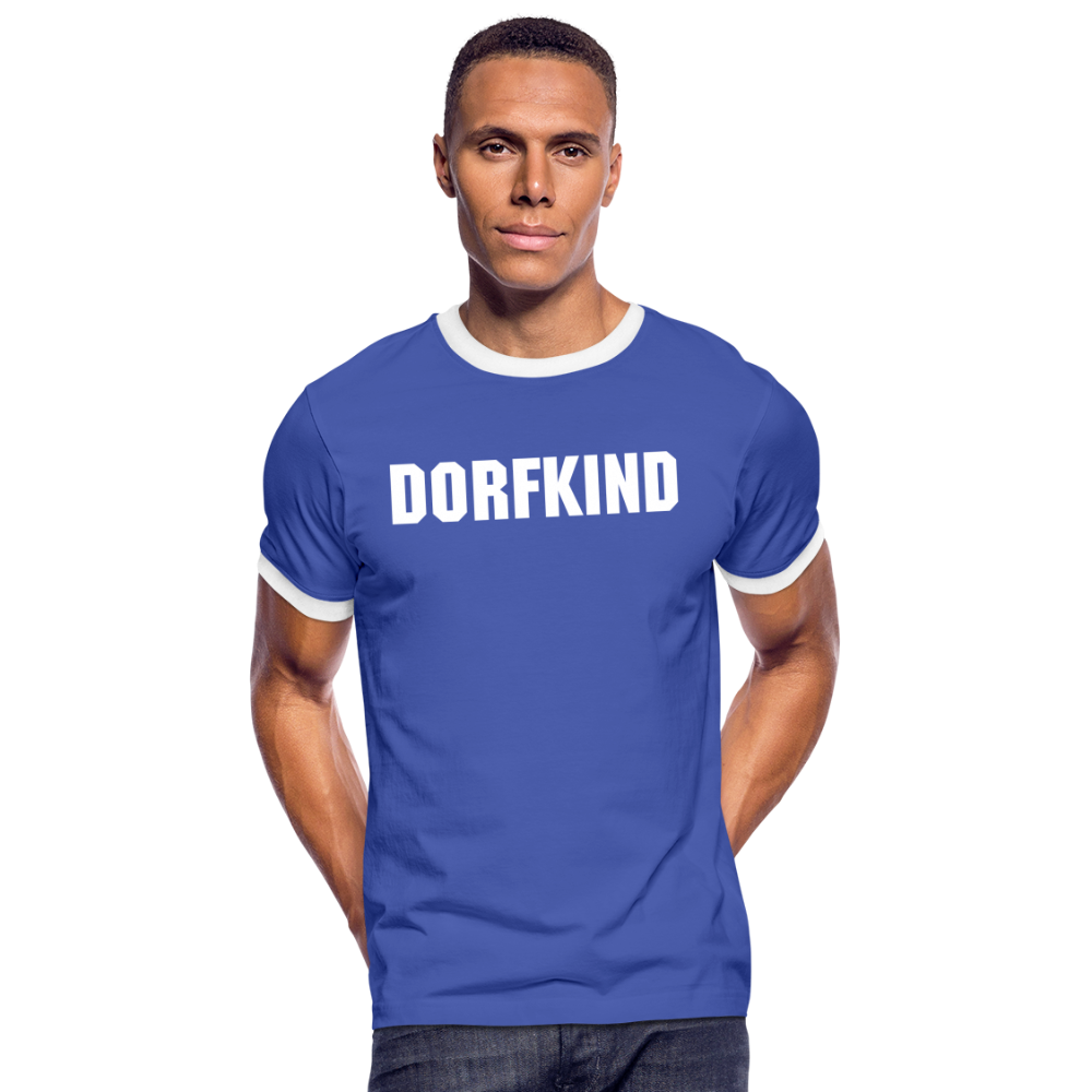 Dorfkind Männer Kontrast-T-Shirt - Blau/Weiß