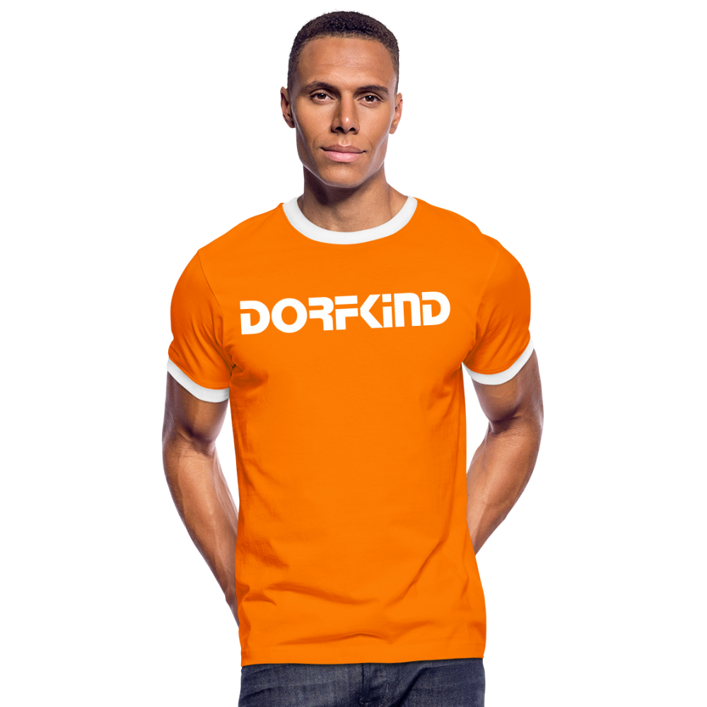 Dorfkind Männer Kontrast-T-Shirt - Orange/Weiß