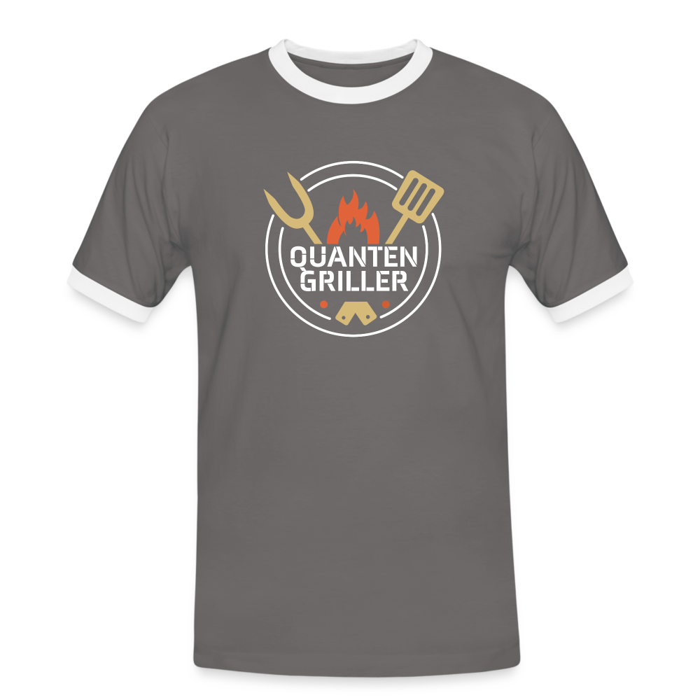 Quanten Griller Männer Kontrast-T-Shirt - Dunkelgrau/Weiß