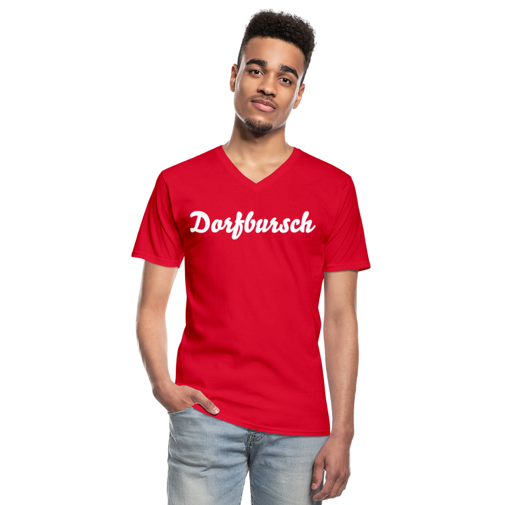 Dorfbursch-T-Shirt mit V-Ausschnitt - Rot