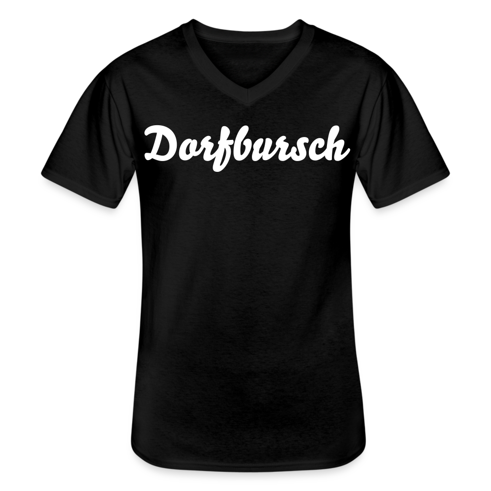 Dorfbursch-T-Shirt mit V-Ausschnitt - Schwarz