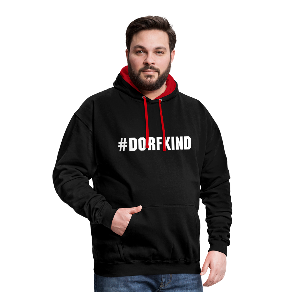 Dorfkind Kontrast-Hoodie - Schwarz/Rot