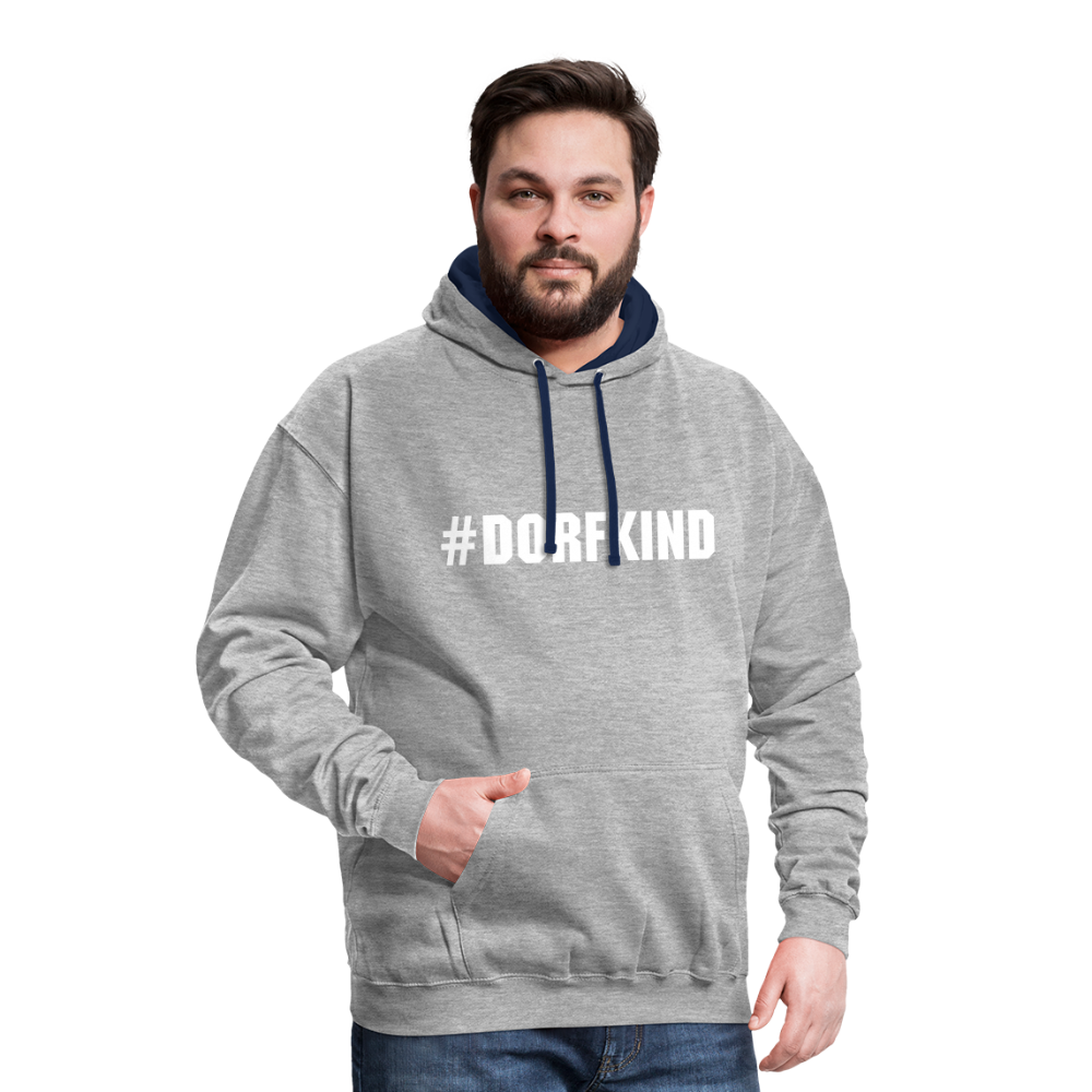 Dorfkind Kontrast-Hoodie - Grau meliert/Navy