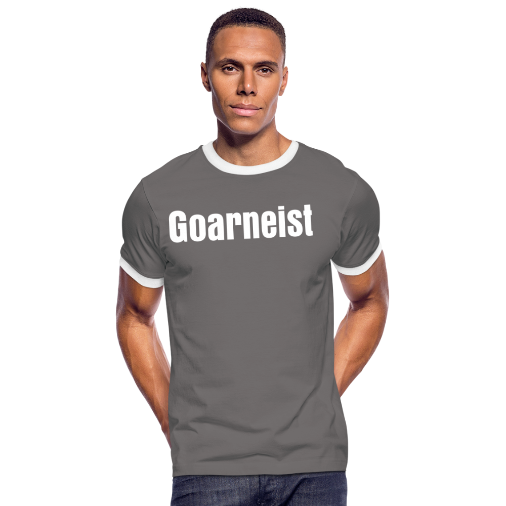 Goarneist Männer Kontrast-T-Shirt - Dunkelgrau/Weiß