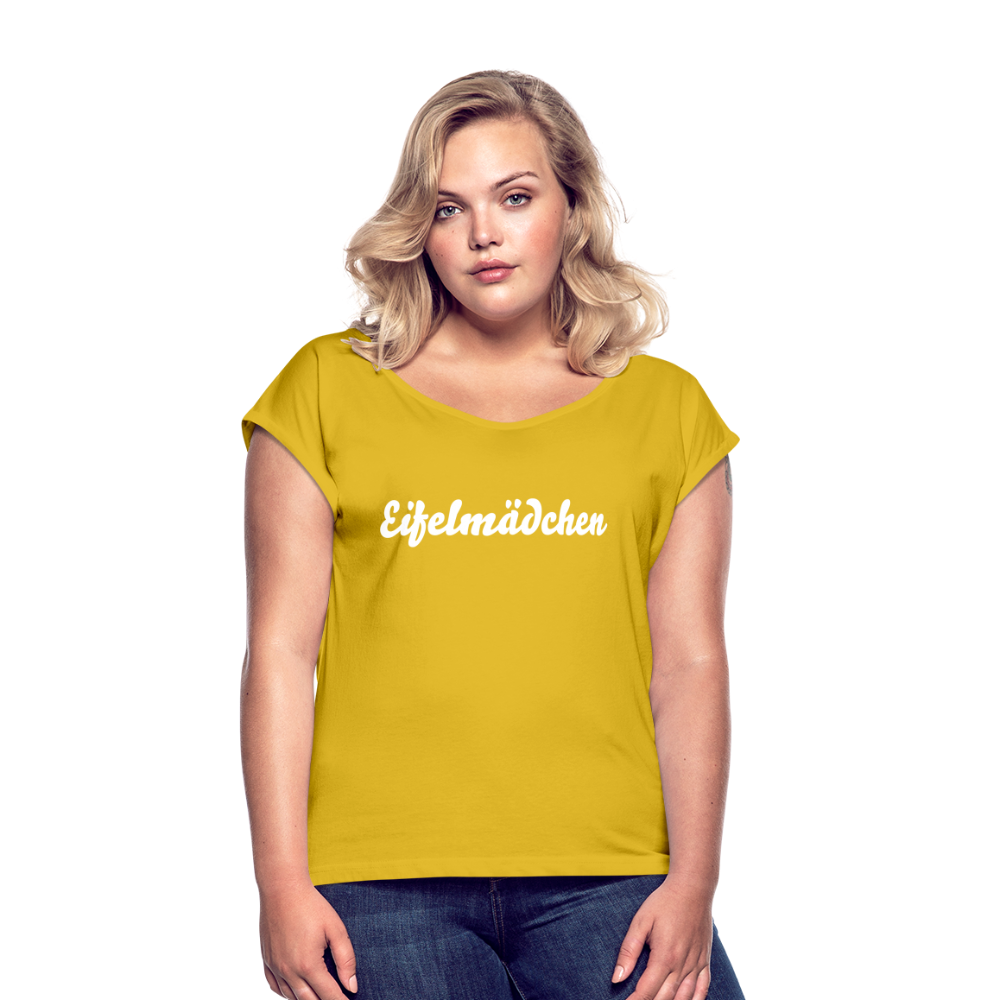 Eifelmädchen Frauen T-Shirt mit gerollten Ärmeln - Senfgelb