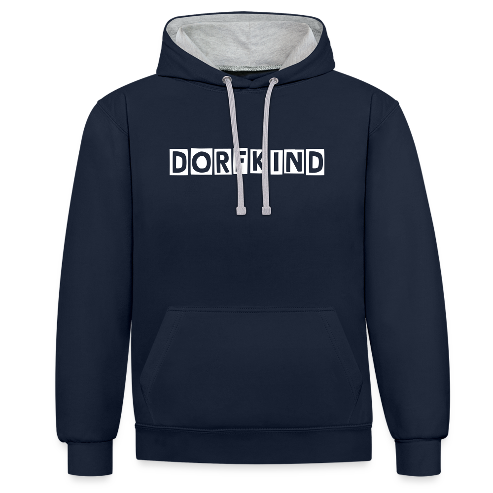 Dorfkind Kontrast-Hoodie - Navy/Grau meliert