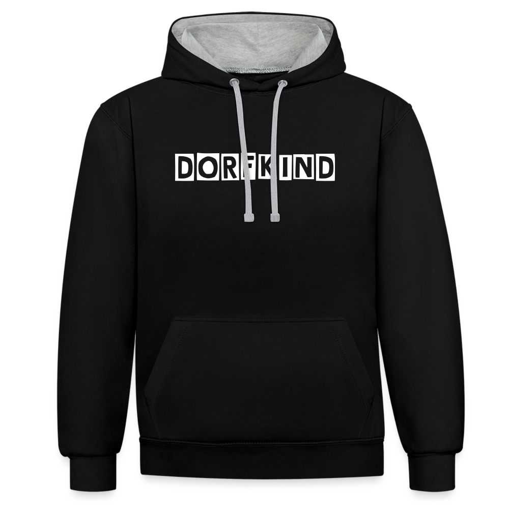 Dorfkind Kontrast-Hoodie - Schwarz/Grau meliert