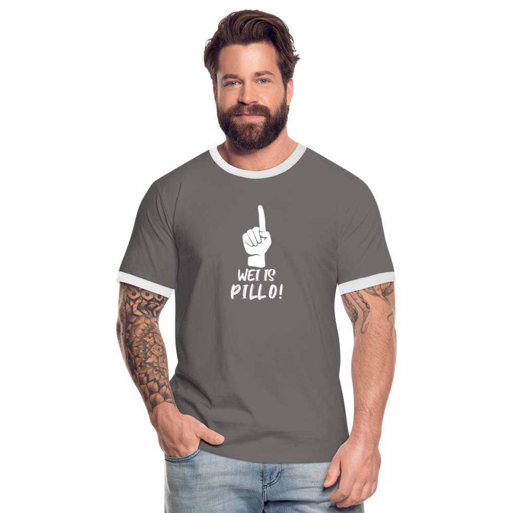Wei is Pillo Männer Kontrast-T-Shirt - Dunkelgrau/Weiß