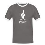Wei is Pillo Männer Kontrast-T-Shirt - Dunkelgrau/Weiß