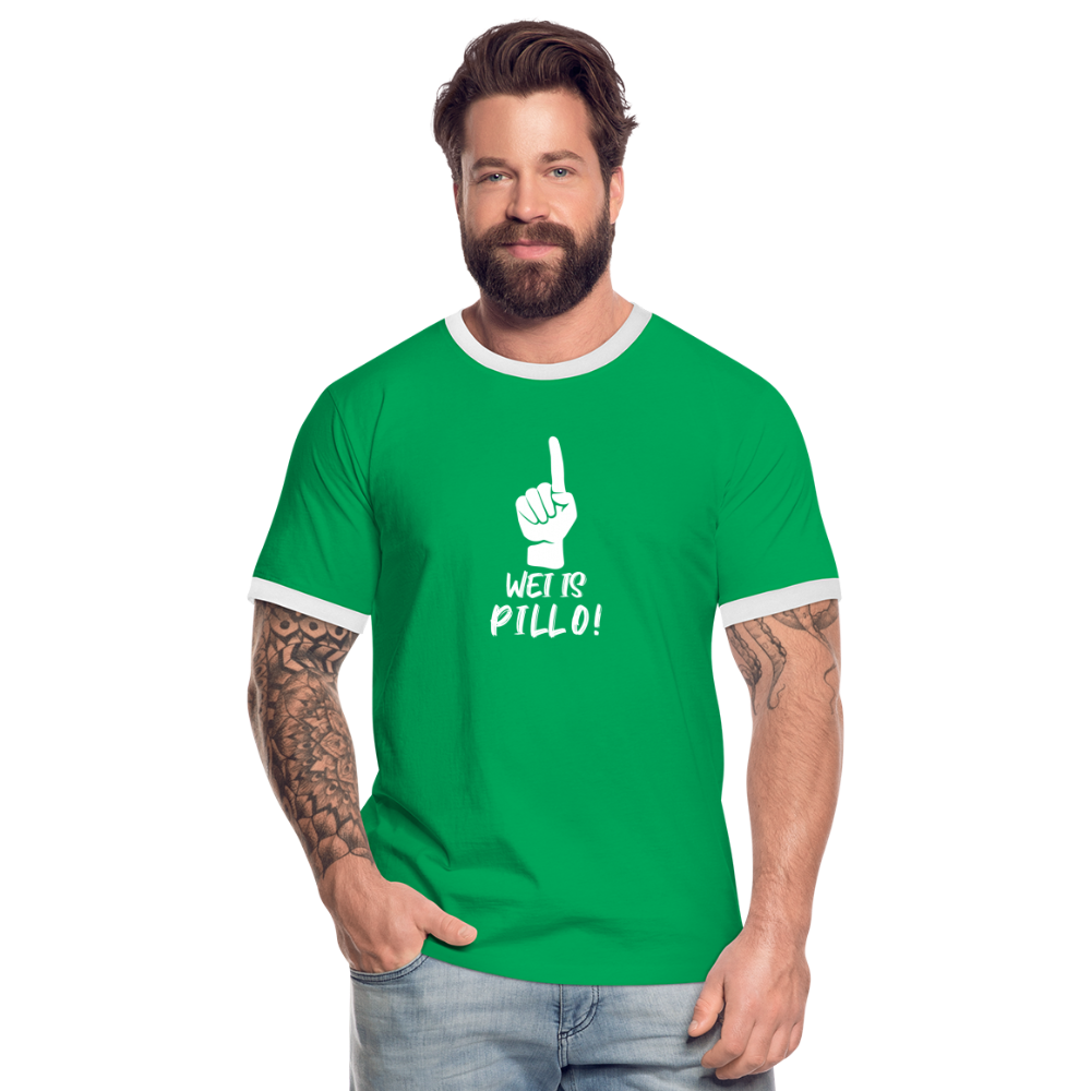 Wei is Pillo Männer Kontrast-T-Shirt - Kelly Green/Weiß